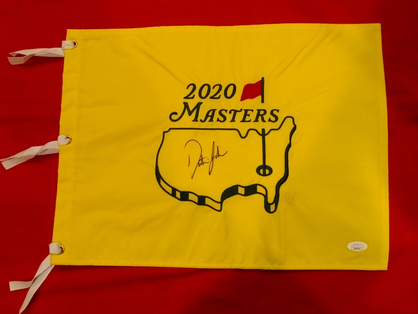 Dustin Johnson Autographed Signed Golf 2020 MASTERS Pin Flag Winner JSA 