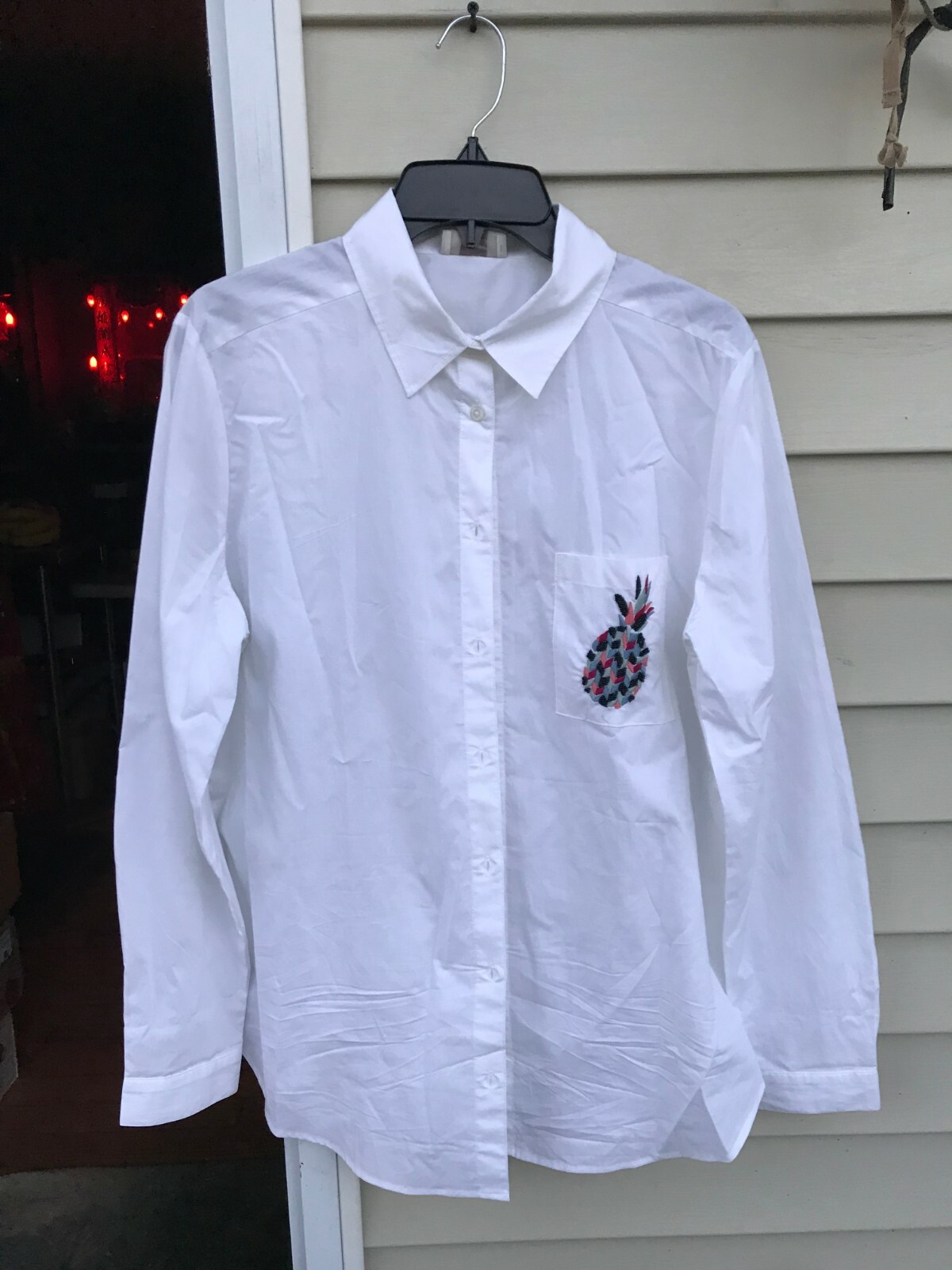 LOFT outlet button down top with pineapple long s… - image 1