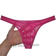 Tangas de malla transparente para hombre Bikini Ropa interior tiro bajo Jockstrap Hipster espalda en T