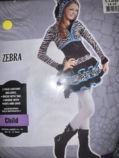 Zebra Halloween Costume Child Extra Large Size 14-16 For Ages 10-12