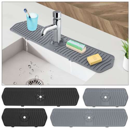Silicone Kitchen Faucet Sink Splash Guard Drain Pad Water Catcher Tray Slip Mat