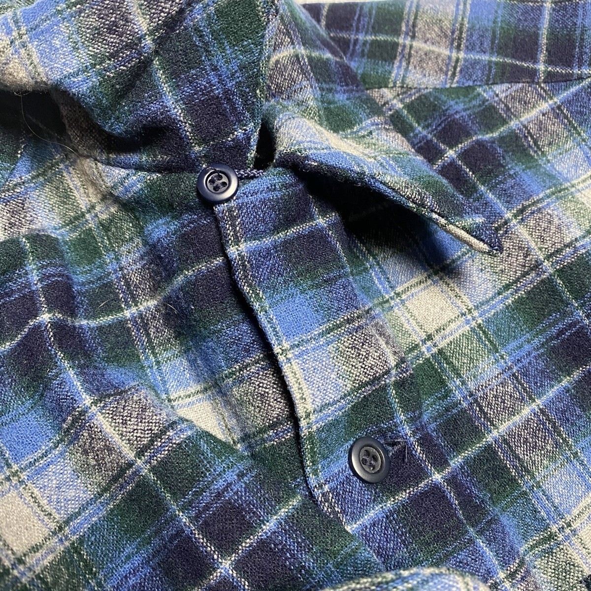 VTG Pendleton Board Plaid Wool USA Shirt Multicolor S Blue Green