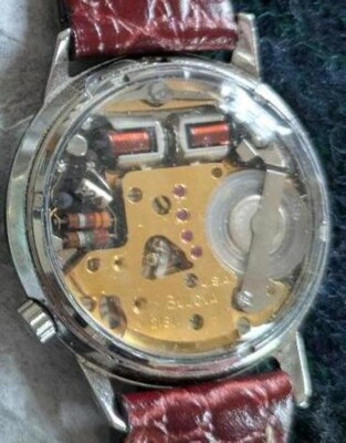 ACCUTRON 218 CLEAR EXHIBITION CASE BACK W/ RING with before and