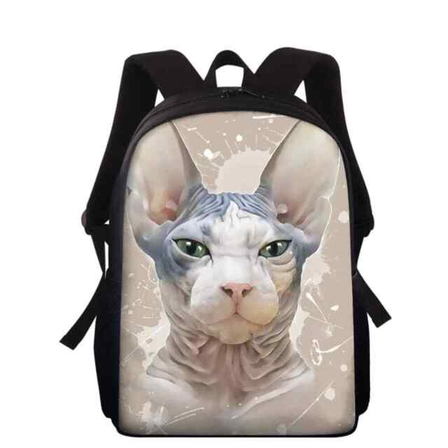 Ugly Hairless Cat Backpack Boy Girl Schoolbag Shoulder Satchel Bookbags School