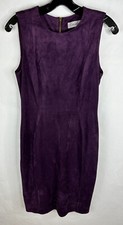 Calvin Klein Dress Womens 4 Purple Sheath Sleeveless Velvet Lined Stretch