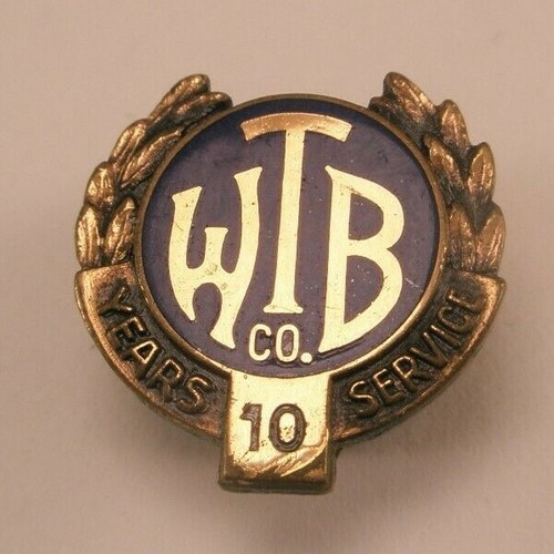 WTB Company 10 Year Enamel Vintage SMALL Screw Back Lapel Pin Tie Tack