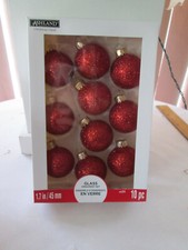 4 Boxes  40 Pcs- 1 and 3/4 inch Red Glitter Glass Ball Christmas Ornaments, New