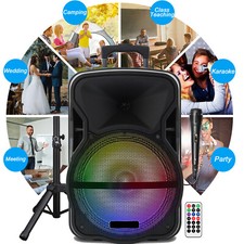 3000W Portable Bluetooth Speaker 12''Subwoofer Heavy Bass System FM w/Mic Tripod