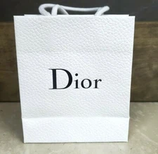 Classic Dior white pebbled paper gift bag 5 x 6 x 2.5 
