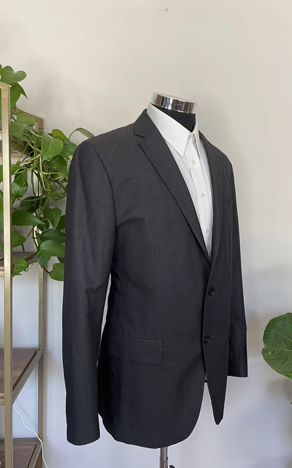 Bar III Mens Two-Button Charcoal Blazer Cotton Wool Sport Coat Jacket Size 42L - Изображение 3 из 4