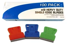 #12 Heavy Duty Single Edge Razor Blades 100 Pack Scraping w/ 3 mini scapers