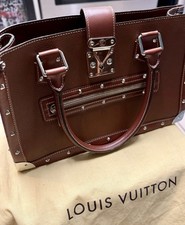 Louis Vuitton Brown Studded Top Handle Bag Silver Hardware with Dust Bag and Box