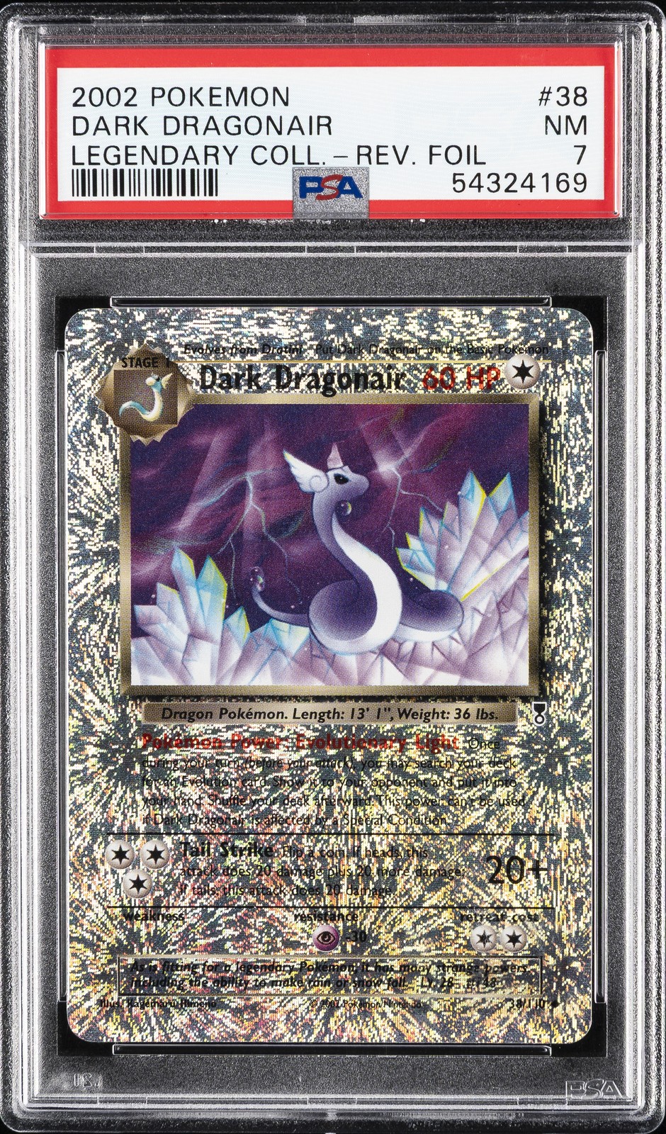 2002 POKEMON LEGENDARY COLLECTION #38 DARK DRAGONAIR-REVERSE FOIL PSA 7