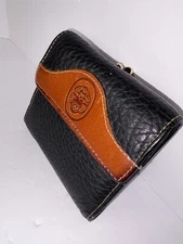 Mundi Black Pebbled Leather Trifold Snap Closure Wallet Zipper Coin Pocket