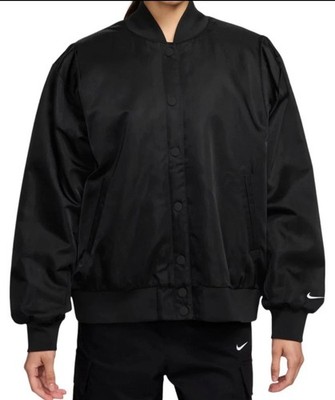 Nike Women s Destroyer Woven Bomber Satin Jacket Sz. M NEW HJ0971-010 BLACK