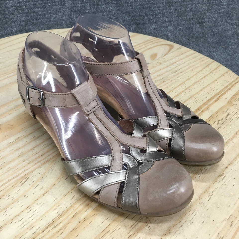 Rockport Cobb Hill Sandals Womens 9.5 M Beige Aubrey Ankle Strap Leather Buckle - Image 3 of 4