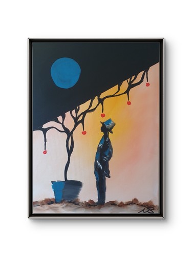 ORIGINAL ACRYLIC PAINTING 12x16 BANKSY STYLE ABSTRACT WALL ART PAINTED CANVAS