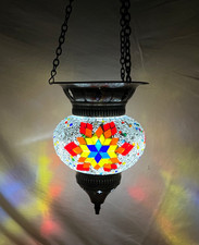 Moroccan Colorful Mosaic Hanging Glass Tea Light Lantern