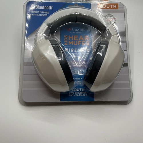 Lucid Audio Kids HearMuffs | White, Youth 5-10 Years Old, Wireless, Bluetooth