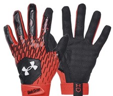 Under Armour UA Clean Up Youth Baseball Batting Gloves Size YS Red Black NWT