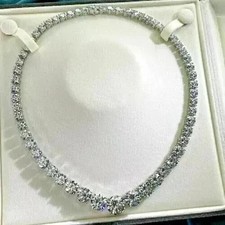 20Ct Round Cut Lab Created Diamond Women's Tennis Necklace 14K White Gold Plated