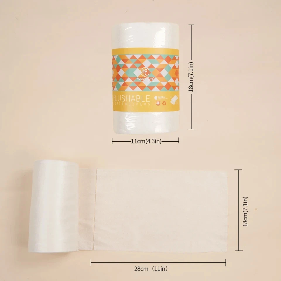 Large Roll Bamboo Fabric Baby Wipes Flushable Nappy & Cloth Diaper Liners 100pcs - Image 2 of 4