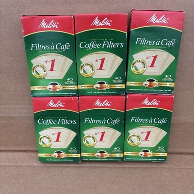 6 Boxes Melitta Premium Cone Paper Coffee Filters - 40 CT Natural Brown=240 Pc