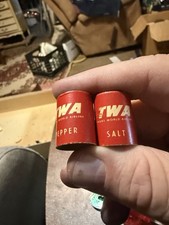 TWA Trans World Airlines Salt & Pepper Set Vintage Paper Cardboard Shakers Red