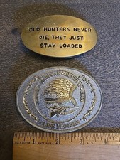 Vintage NORTH AMERICAN HUNTING CLUB LIFE MEMBER Gold/Silver Belt Buckle  Extra