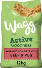 Wagg Active Goodness Complete Dry Adult Dog Food Beef & Veg 12kg - For All Activ 1.12 per kilo