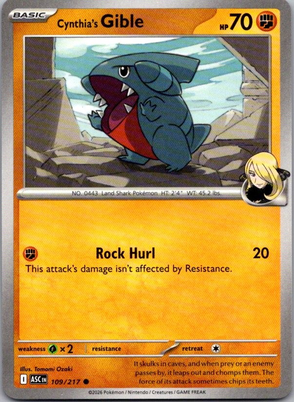 CYNTHIA'S GIBLE 109/217 ASCENDED HEROES POKEMON