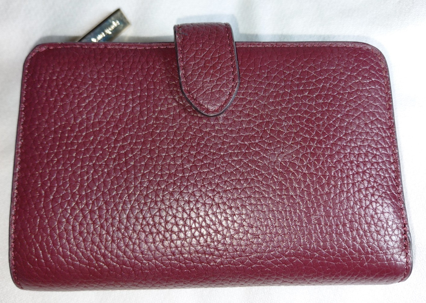 New Kate Spade Lena Medium Compact Bifold Wallet Pebble Leather Cherrywood