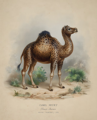 8x10 Spotted Camel Desert Art Print - 953426489