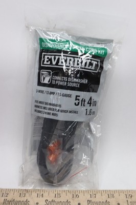 Everbilt Dishwasher Power Cord Kit Black 3 wire 13 AMp 16 Gauge 5' x 4'' 98250