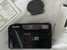 Vivitar T300 Motorized Focus-Free 35mm Film Camera Black w/ Box Manual