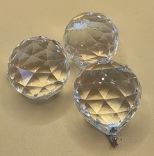Lot of 3 Vintage Crystal Prisms Sun Catcher Spheres Home Decor 2 Inch Tall Clear