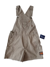 New VTG Disney Winnie The Pooh Tan Shortalls Bib Overalls Shorts Large 90s Leigh