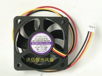 1PC EVERCOOL EC5015LL12EA DC12V 0.09A 50*15MM 5CM 3-wire cooling fan  *hu