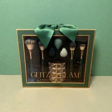 Glam Green 8 Piece Makeup Brush Set Cosmetic Brush Set Rhinestone NEW