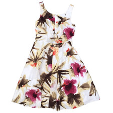 Talbots Floral Dress Womens 8 Fit & Flare Midi A Line Sleeveless Lined Zip Back