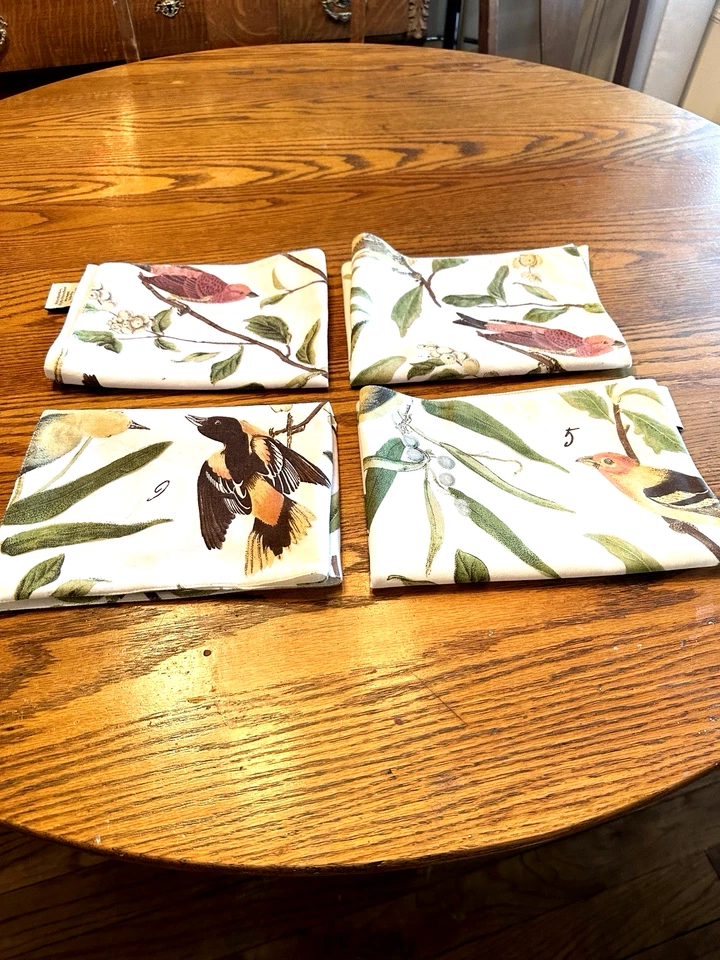 Pottery Barn Placemats Set of 4 Colorful Outdoor Birds 14x20" Cotton Linen FrShp - Image 2 of 4