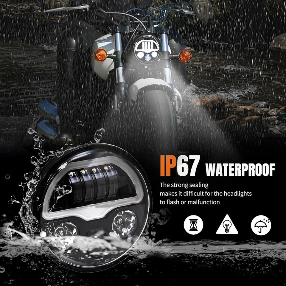 Conjunto de faros LED de 5,75 pulgadas haz alto bajo para Harley Sportster XL883 XL1200 Foto 4 de 4