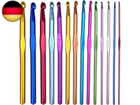 14 StüCk HäKelnadel Set, Crochet Hooks Stricknadeln Aus Bunt Aluminium 14 G