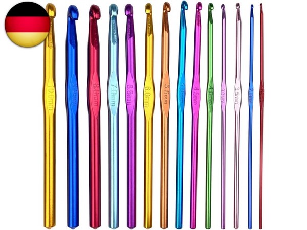 14 StüCk HäKelnadel Set, Crochet Hooks Stricknadeln Aus Bunt Aluminium 14 G-image