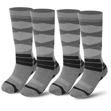 Winter Warm Kids Ski Socks - 2 Pairs Merino Wool Thermal 10-13 Years Grey