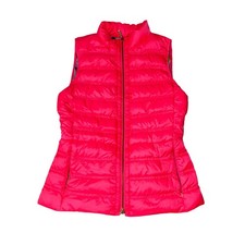 Lilly Pulitzer Womens Neon Pink Quilted Peplum Puffer Vest Floral Lining Small