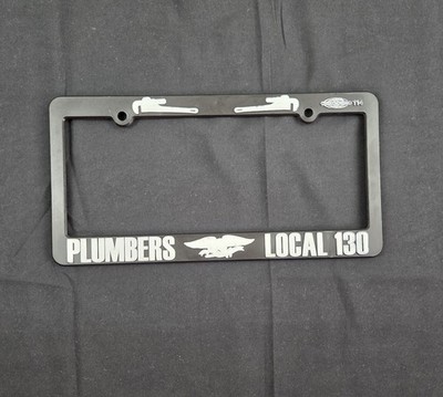 Chicago Journeyman Plumbers Union Local 130 License Plate Frame Black Plastic 
