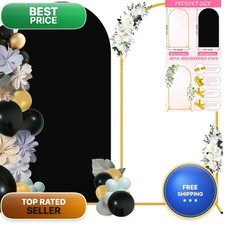 PLULON 7.2FT Metal Arch Backdrop Stand Wedding Arch Cover Set Black Cover 7.2FT