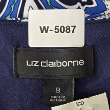 Liz Claiborne Women Dress 8 Blue Paisley Shift Short Sleeve Artsy Boho