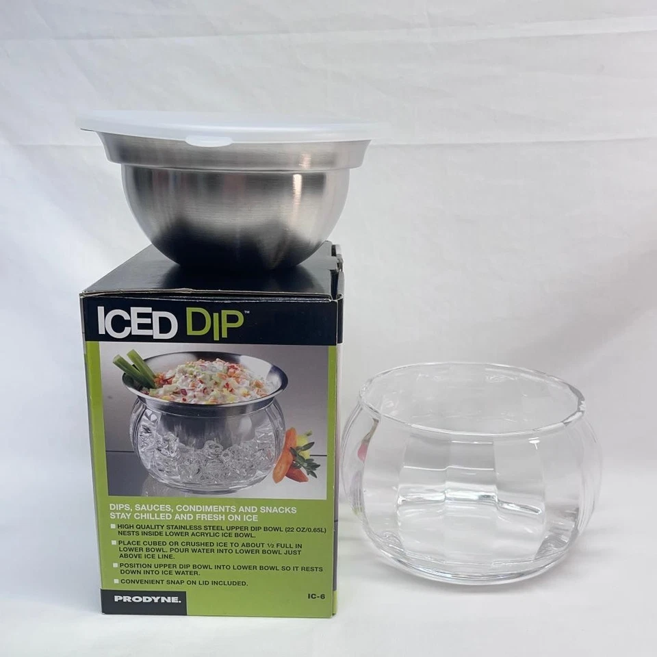 Новый в коробке три (3) изделия льда погружения сервировочный набор Snap On крышка Prodyne Тайвань 4 «Wx7» Lx6,5» H - Изображение 3 из 4